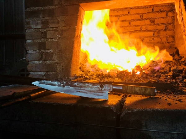 VG10 Forged Kochmesser geschmiedet 20,5 cm mit Lederhülle